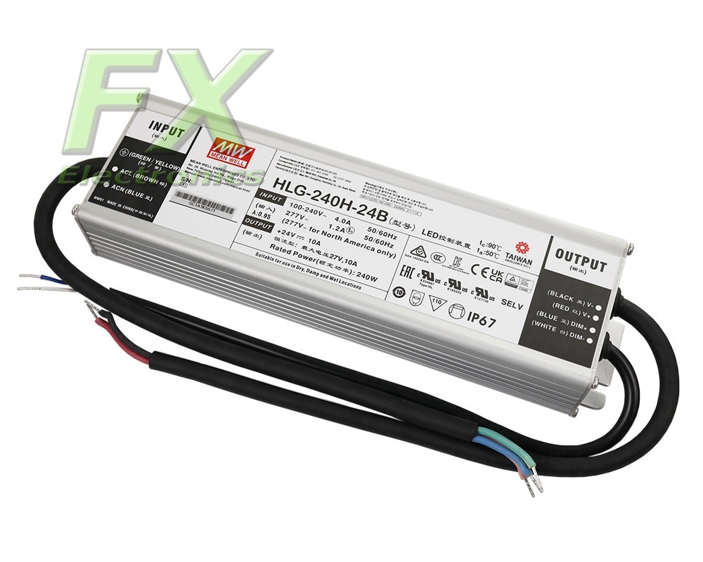 LED power supply 24V 240W Mean Well HLG-240H-24 B IP67 7 Year Warranty