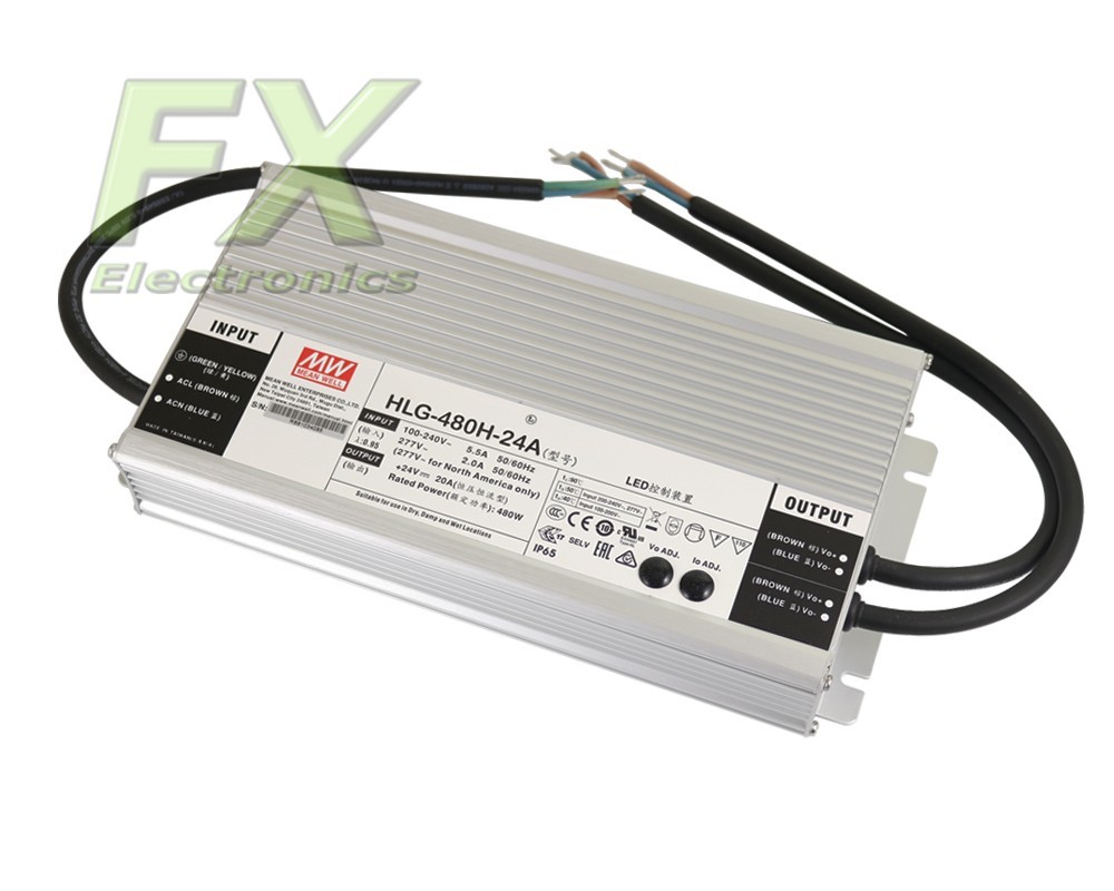 LED power supply 24V 480W Mean Well HLG-480H-24 IP67 7 Year Warranty