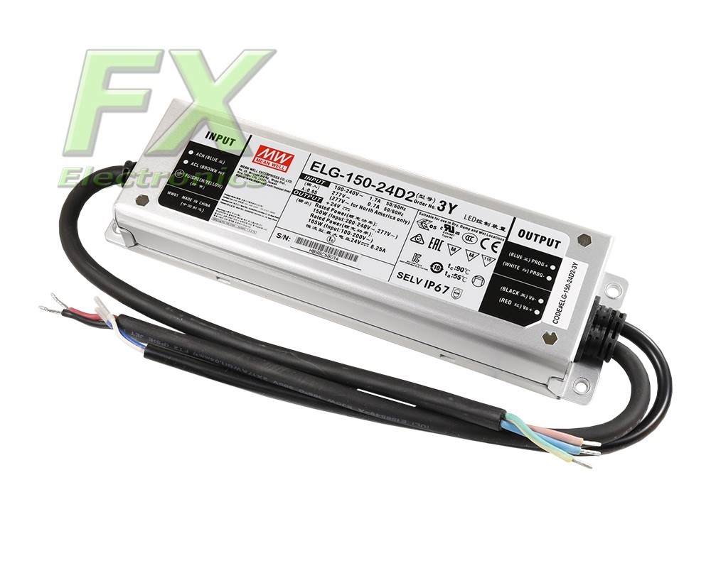 LED power supply 24V 150W Mean Well ELG-150-24D2 IP67