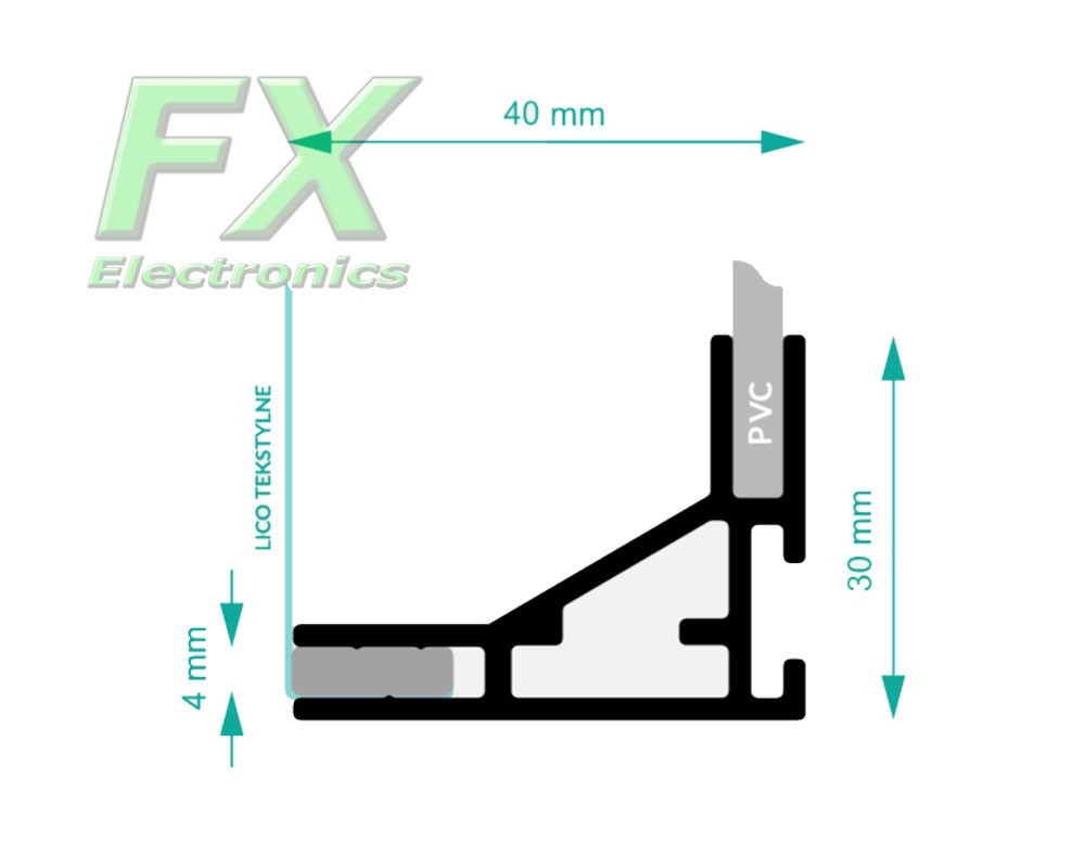 Textile profile 40mm Anodized