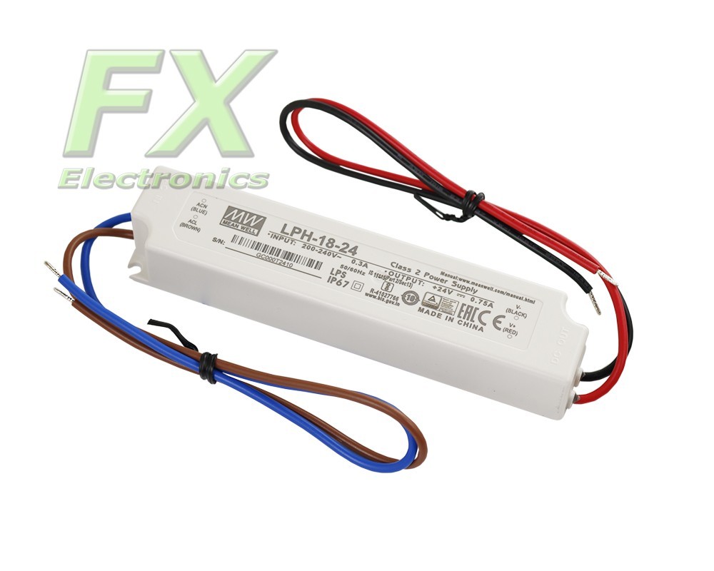 LED power supply 24V 18W Mean Well LPH-18-24 IP67